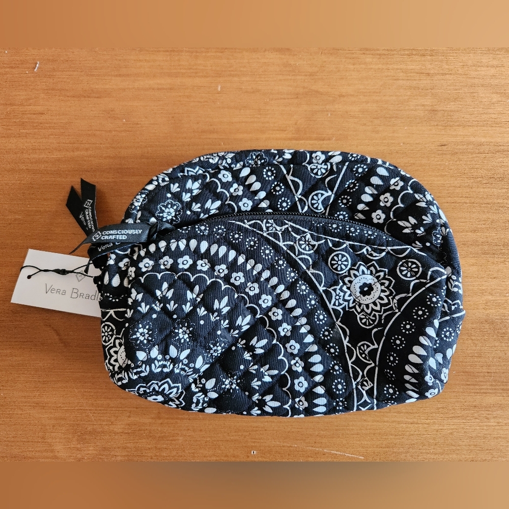 Vera Bradley Black Bandana Medallion Medium Cosmetic Bag